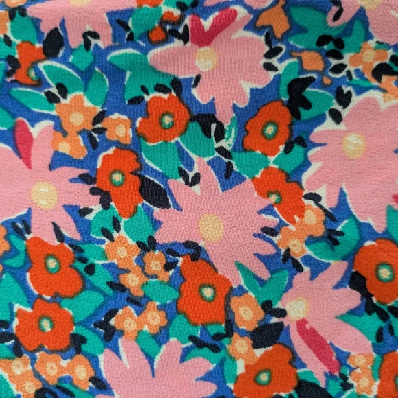 bright blue & pink floral peplum style LOFT top medium - Picture 2 of 3